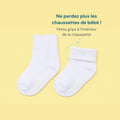 Chaussettes bébé antidérapantes et qui tiennent aux pieds - Blanc