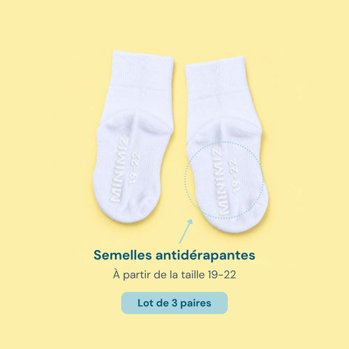 Chaussettes avec semelle antidérapante pour bébé blanc