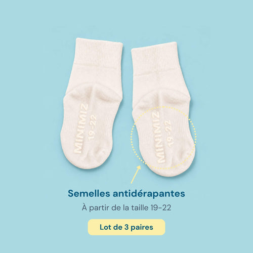 Chaussettes avec semelle antidérapante pour bébé écru