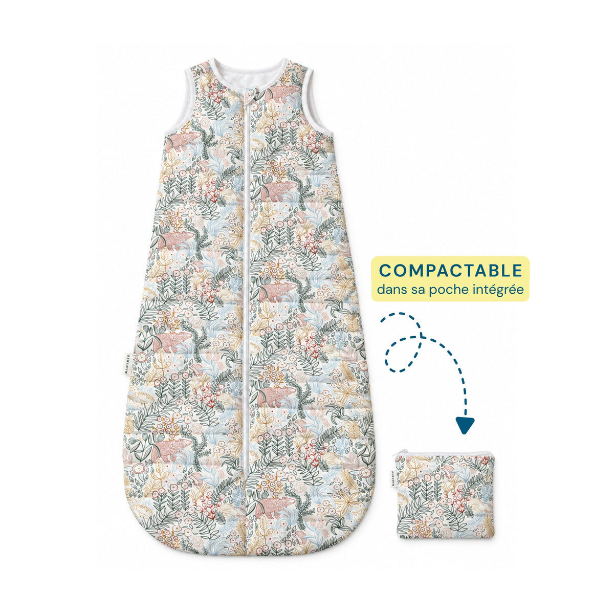 Gigoteuse de voyage Yosemite minimiz, motif jungle, compactable dans sa poche intégrée