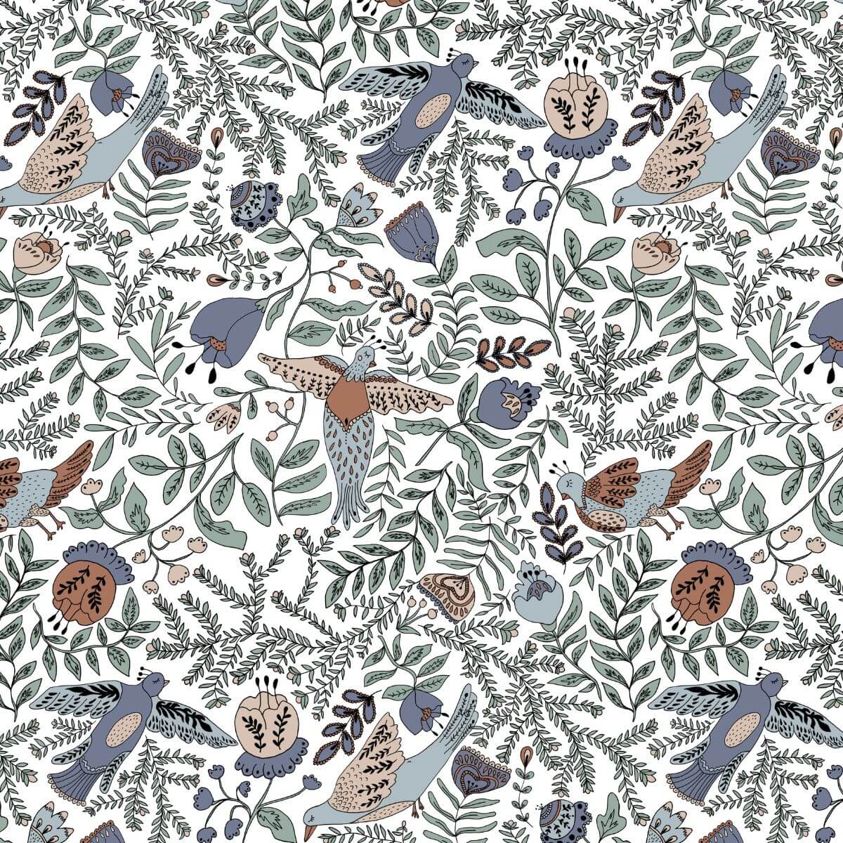 Motif Jodhpur de la gigoteuse de voyage minimiz : oiseaux et feuillages bleu et bordeaux