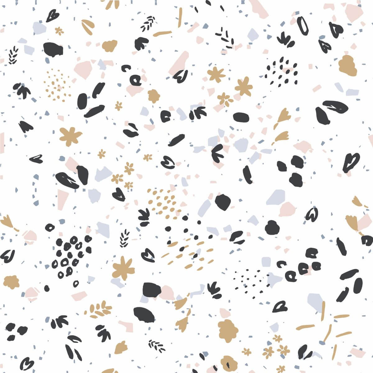 Motif Kyoto de la gigoteuse de voyage minimiz : confettis noirs, ocre et bleus sur fond écru