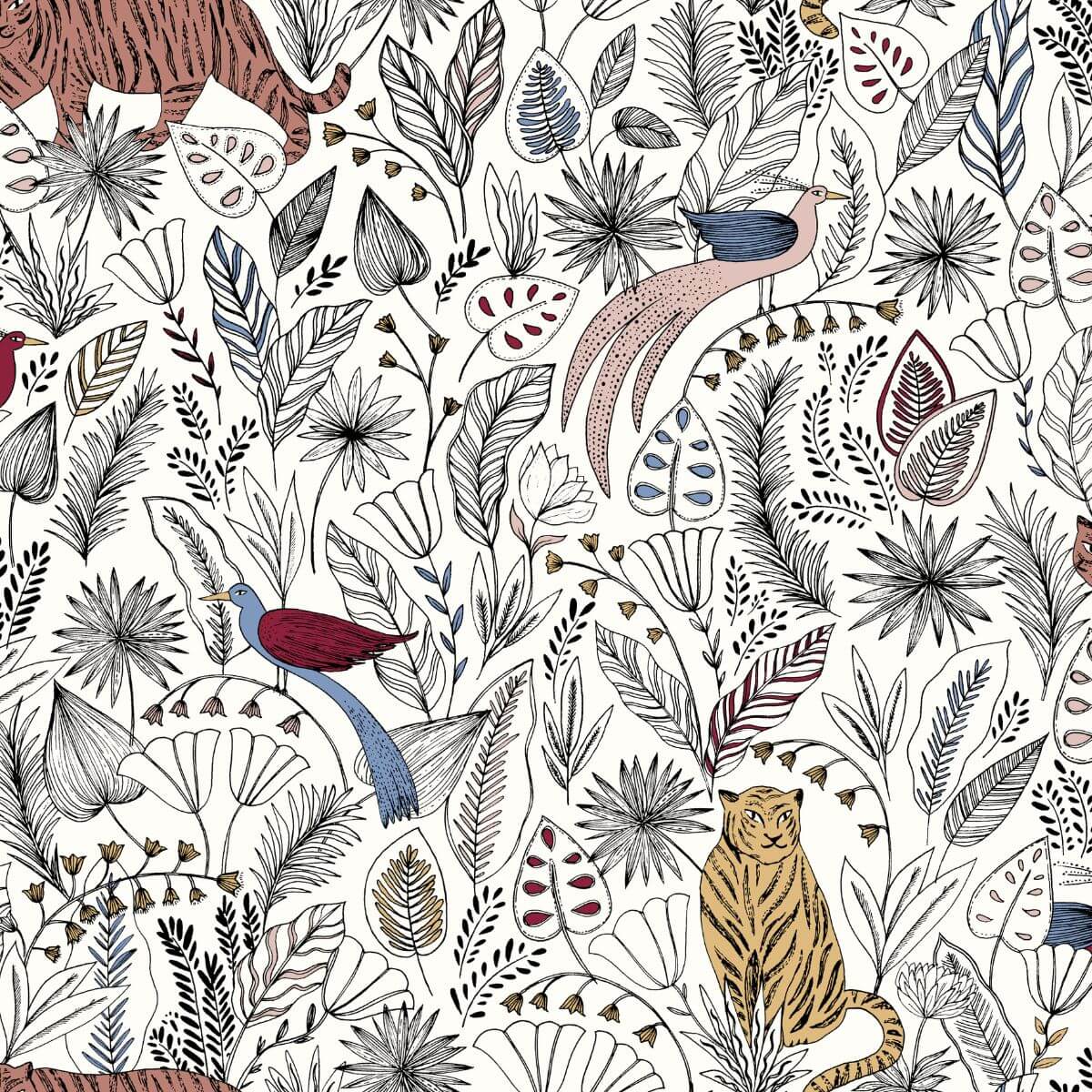 Motif Mandalay de la gigoteuse de voyage minimiz : tigres et oiseaux dans la jungle