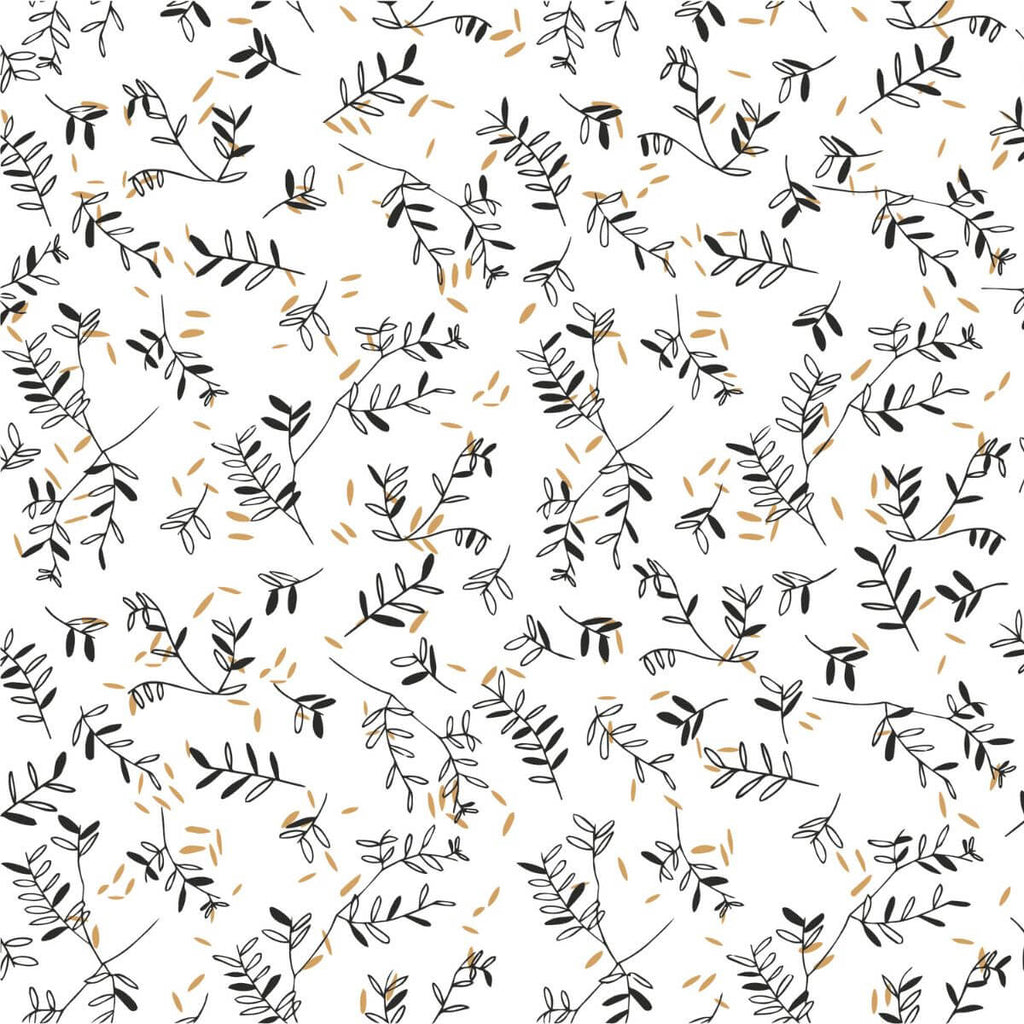 Motif Rosemary de la gigoteuse de voyage minimiz : brins de feuillage noirs sur fond blanc